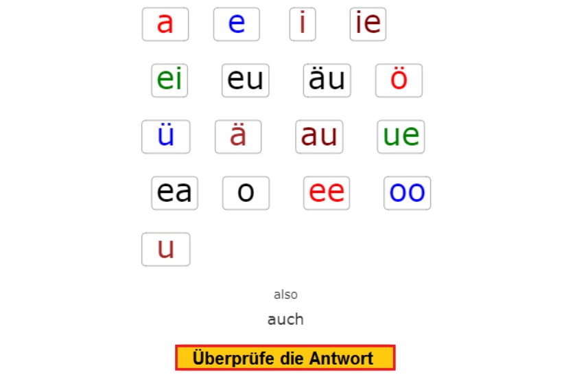 Reading Vowels<br>Diphthonge (diphthongs) AU, ÄU, EU
