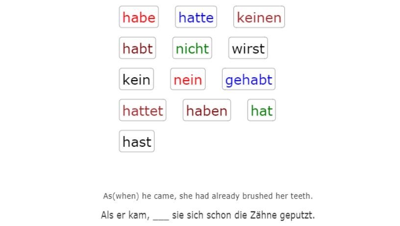 Deutsch Übungen, German exercises Verb HABEN - Bathroom<br>(20 sentences)