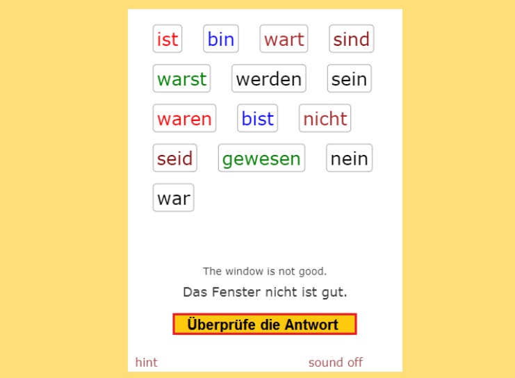 Verb SEIN with adjectives<br>(20 exercises)
