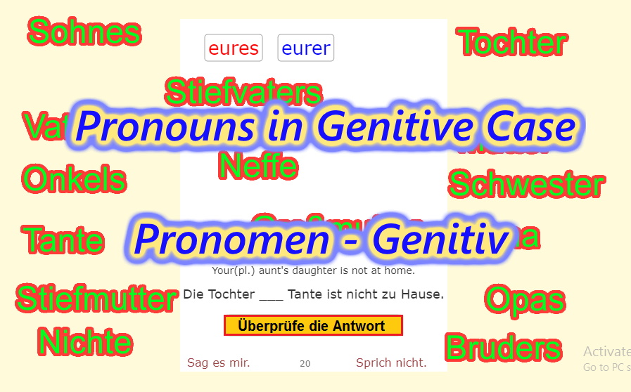 German Pronouns - Genitive<br>Pronomen - Genitiv<br>20 questions