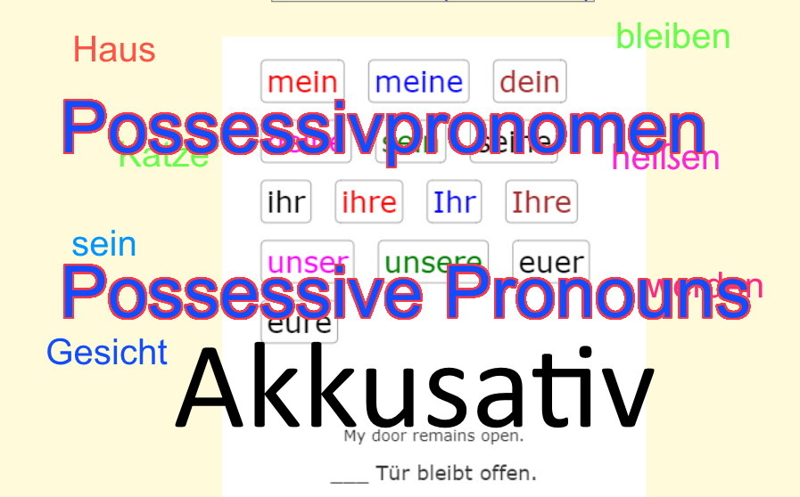 Possessive Pronouns - Accusative<br>Possessivpronomen - Akkusativ<br>(20 questions)