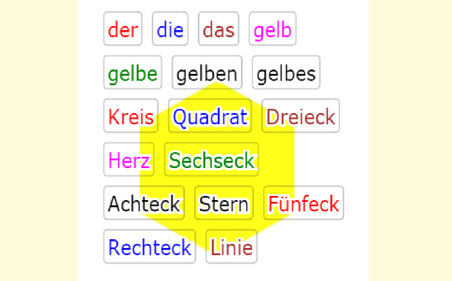 Deutsch Übungen, German exercises Forms and Colours<br>(20 questions)
