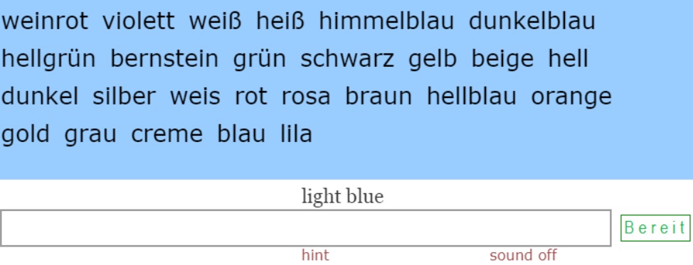 Names of Colours in German<br>(24 exercises)